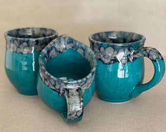 Handmade Ceramic Mugs -  SET OF 2 - Coffee, Tea, cappuccino Mugs And Matching Creamer - Perfect Mother's Day Gift