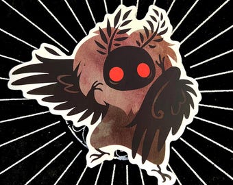 Cute Cryptids 4" Matte Vinyl Sticker | Mothman