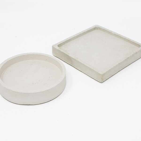 Cylinder and Square Concrete Planter Saucer for 3" 4" 5" inch pots , Cement Planter Saucer, Handmade Planter Tray