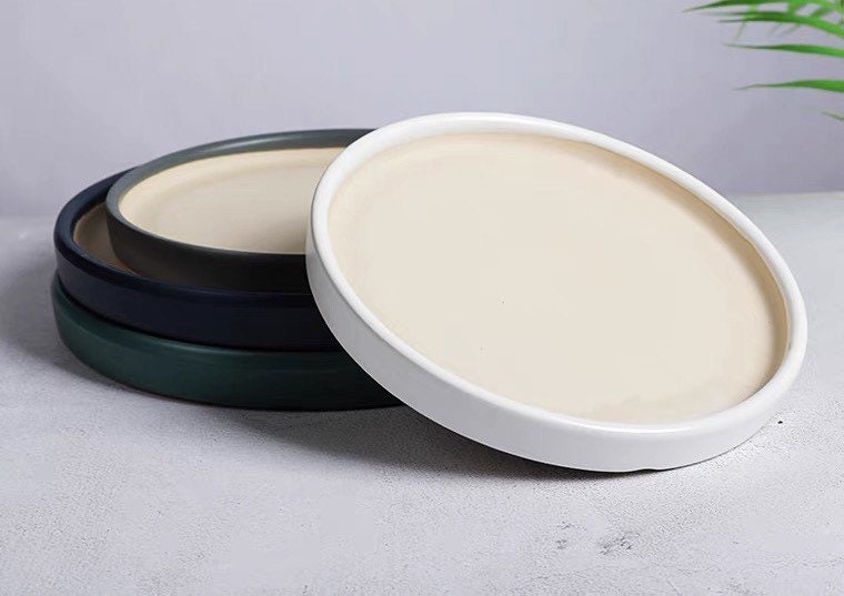 White Ceramic Planter Saucer Large Planter Saucer Handmade Etsy