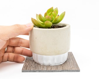 Cylinder Concrete Planter, Round Concrete Planter, Cement Planter, Handmade Succulent Planter with drainage hole, Plant pot