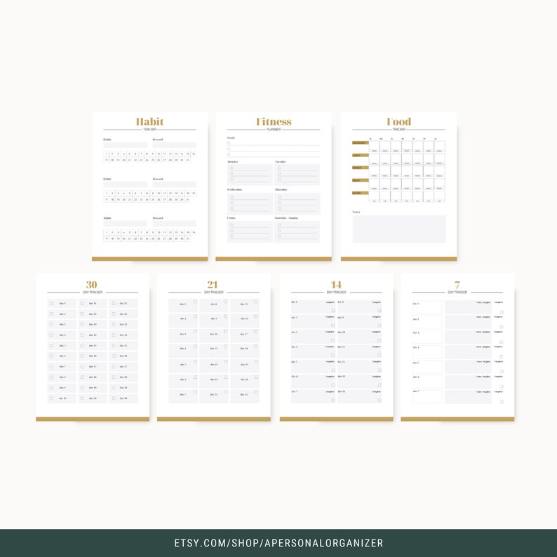 Habit Tracker for Productivity and Wellness: Achieve Your Goals with Consistency. Printables 7-days, 14-days, 21-days, 30-days Tracker image 4