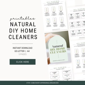 DIY Natural Home Cleaning | DIY Cleaning Recipes Printable | Cleaning Labels | Cleaning Ingredients Essential Oils Home Cleaning Printables