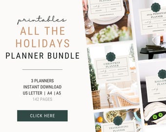 Holiday Planner Bundle | Christmas, Thanksgiving, Halloween (PDF)
