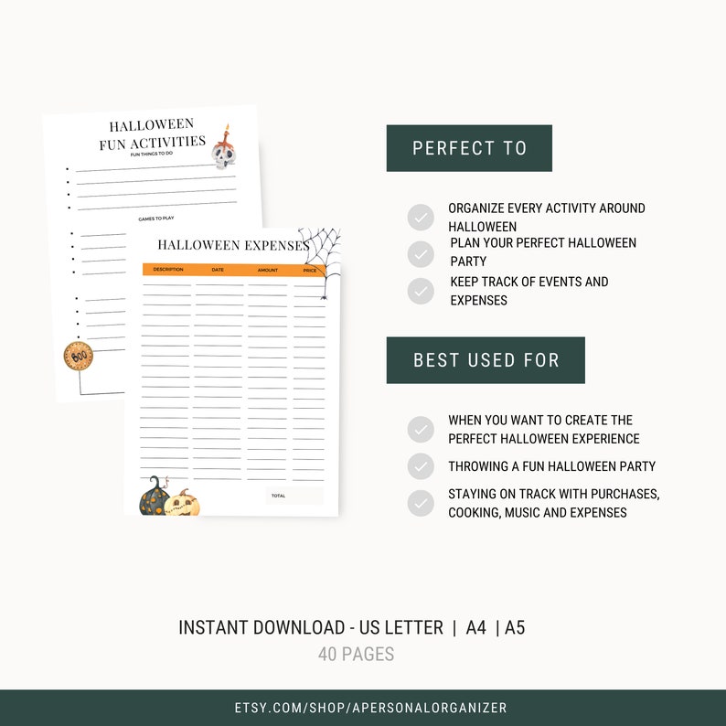 Halloween Planner Printable | Holiday Planner | Party Planner | Trick ...