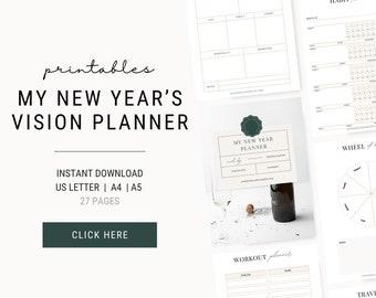 New Year Vision Planner | Habit Tracker, Goal Setting (Digital Download)