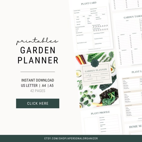 Garden Planner Printable | Planting Calendar, Plant Care Journal PDF, 42 Pages