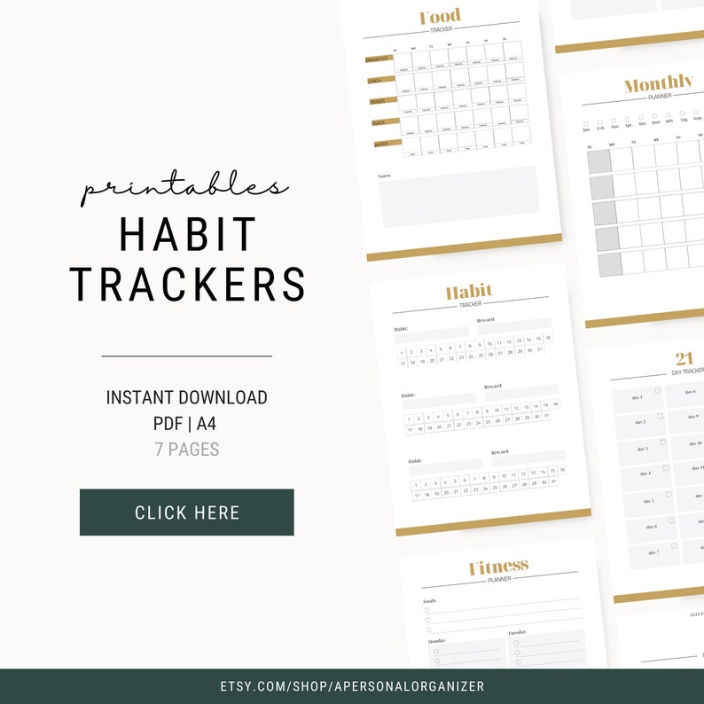 Habit Tracker for Productivity and Wellness: Achieve Your Goals with Consistency. Printables 7-days, 14-days, 21-days, 30-days Tracker image 1
