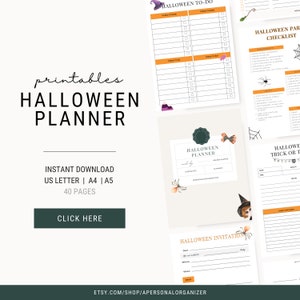 Halloween Planner Printable Holiday Planner Party Planner Trick or Treat Checklist Themed Halloween Checklists Costumes Decoration image 1
