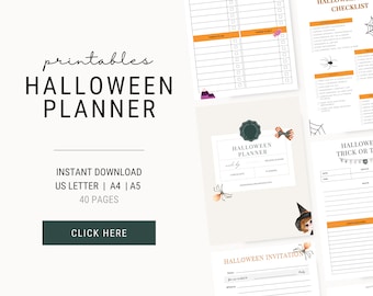 Halloween Planner Printable | Holiday Planner | Party Planner | Trick or Treat Checklist | Themed Halloween Checklists | Costumes Decoration