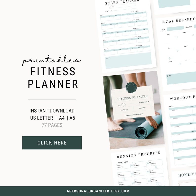 Fitness Planner for a Healthier You: Track, Achieve, Thrive Workout Planner, Wellness Planner PDF, Exercise Log, Meal Plan, Self-Care image 1