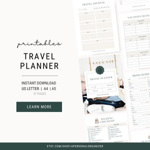 Vacation Planner | Digital Trip Itinerary | Trip Planner | Editable Itinerary | Itinerary Template | Travel Planner | Instant Download