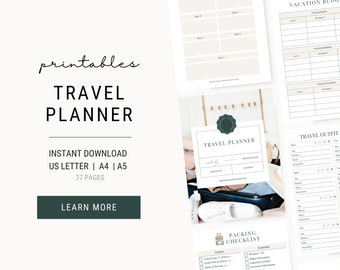 Travel Planner Printable | Vacation Planner Printable | Personal Trip Planner | Travel Itinerary | Destination Planner | Travel Journal