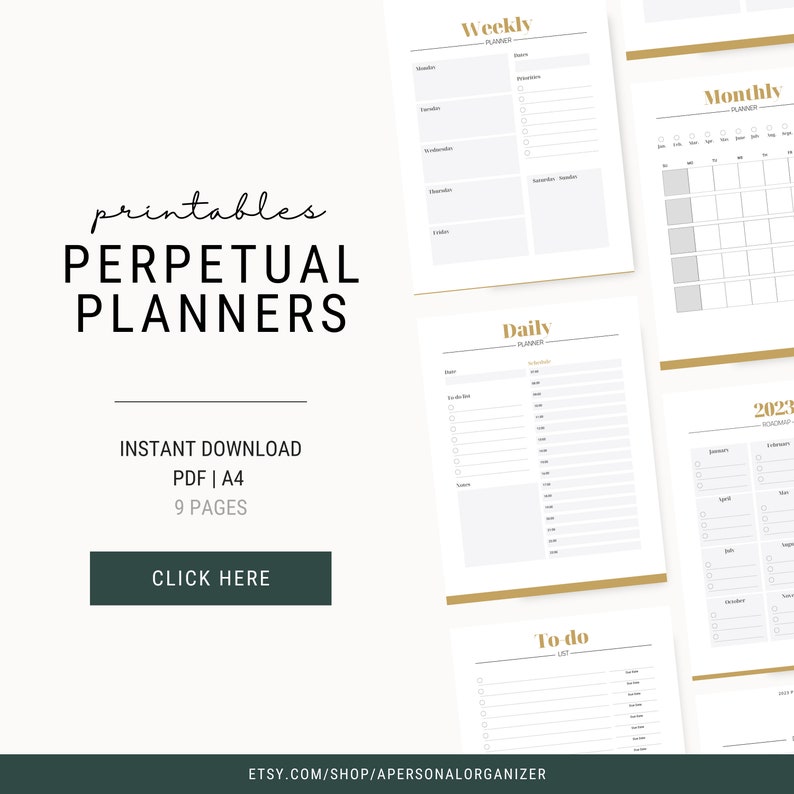 Personal Daily Weekly Monthly Yearly To-do Printable Planner to 