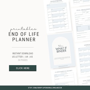 End Of Life Planner | Emergency Planner | If I Die Planner | Document Organizer | Funeral Planner | Legacy Planner | Funeral Planning