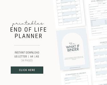 End of Life Planner | Emergency Binder, Funeral Planning (Printable)