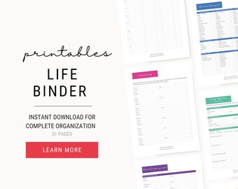 Life Binder Planner Set – Home Management Printable (Instant Download)