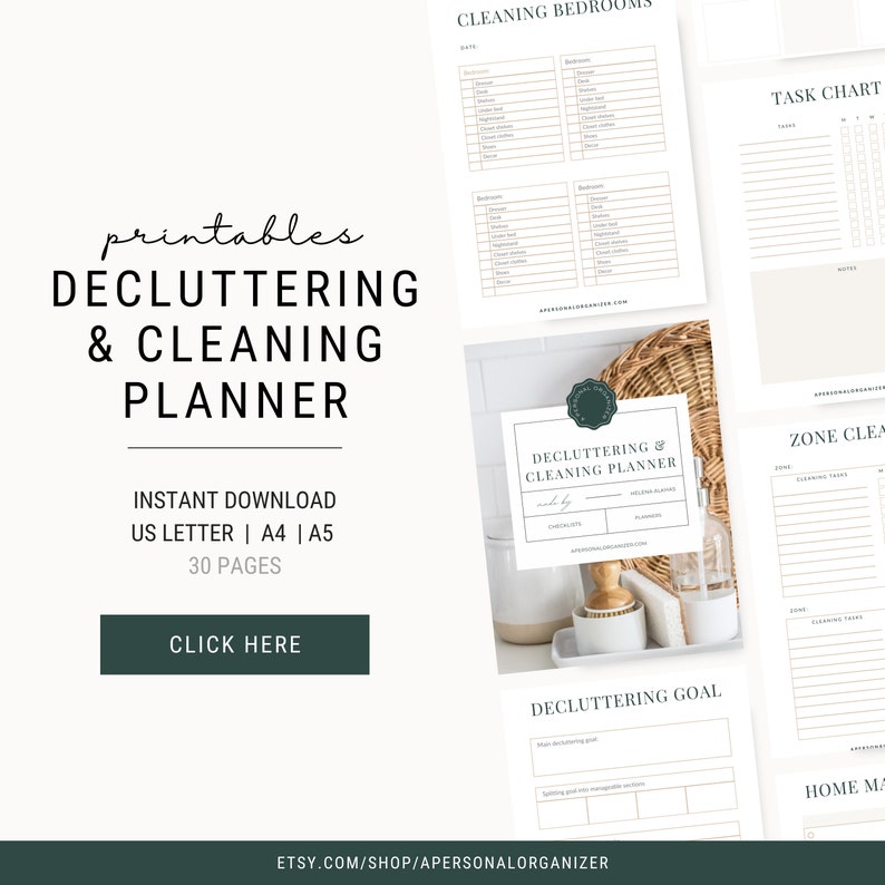 Declutter Checklist Decluttering Planner Decluttering Projects, Printable Decluttering Checklist for Cleaning, Printable Planner Minimalist image 1
