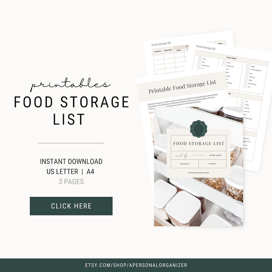Food Storage Food List Emergency Printable Emergency Supplies Printable Kitchen Inventory Food