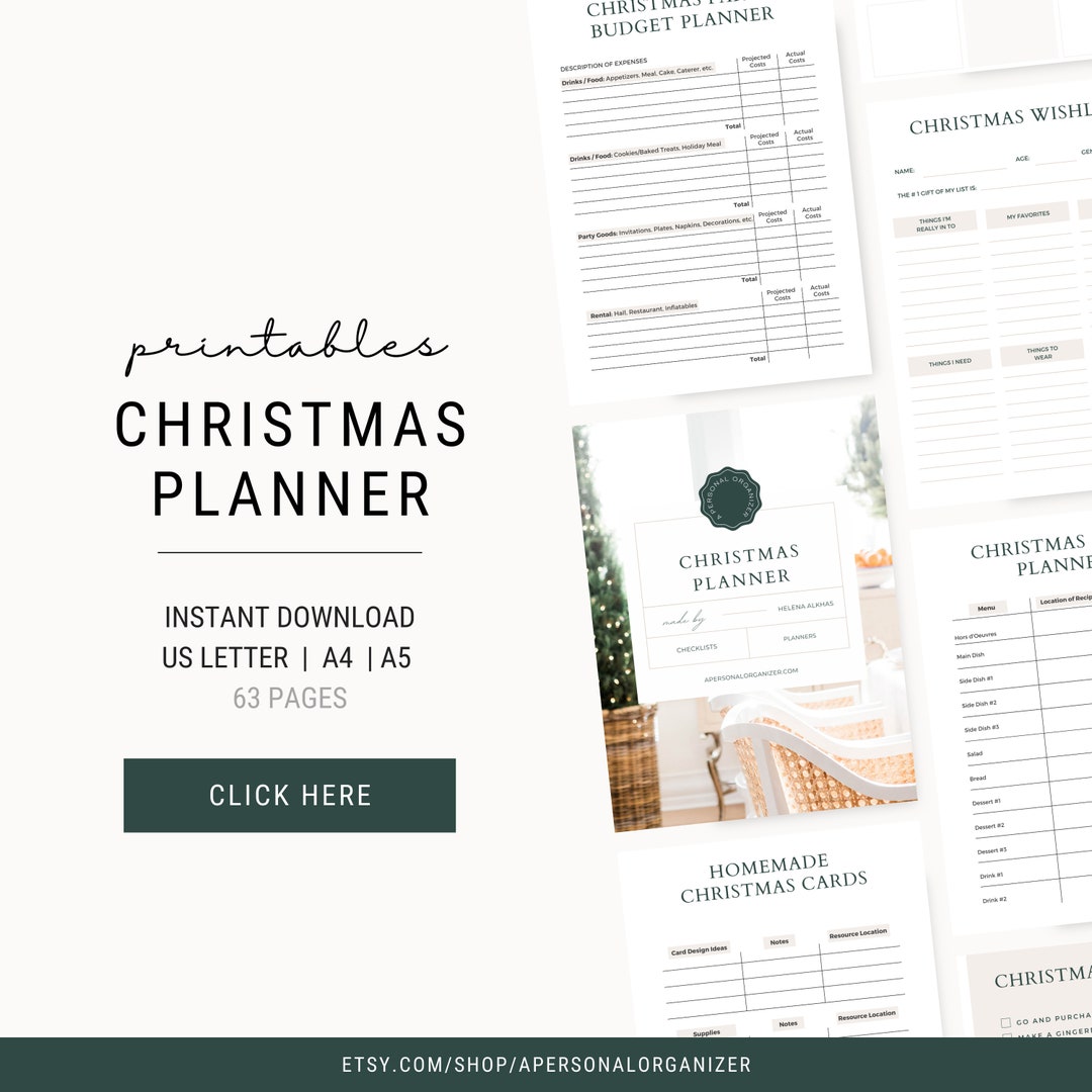 Printable Christmas Planner | Holiday Organizer (US Letter, A4) - Etsy