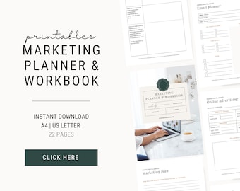 Marketing Planner Workbook | Social Media, Blog, Business (Digital Download)