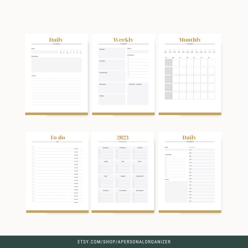 Personal Daily Weekly Monthly Yearly To-do Printable Planner to