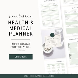 Medical Planner | Mental Health Tracker | Family Medical Binder Printable | Health Binder | Medical Log | Medicine Tracker | Health Planner