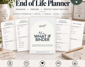 End of Life Planner Printable, What If Binder, Just in Case Emergency Binder, Estate Planning & Final Wishes Organizer