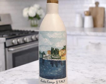 Botella de aceite de oliva pintada a mano, decoración de cocina personalizada, regalo gastronómico personalizado