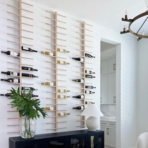 Wood Wine Rack, Wall Mounted Wine Bottle Holder & Display Vertical