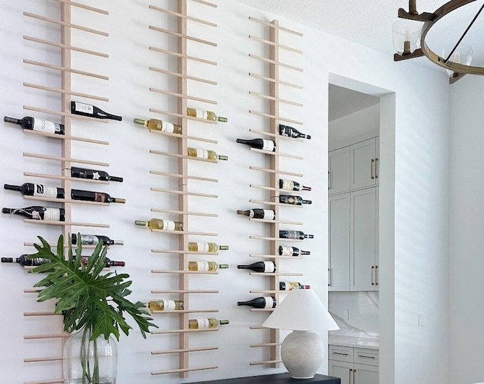 Featured listing image: Wood Wine Rack, Wall Mounted Wine Bottle Holder & Display Vertical