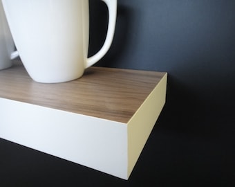 Floating Walnut White Wood Shelf