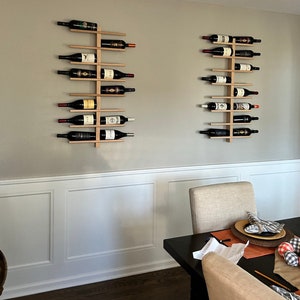 Wood Wine Rack , Wall Mounted Wine Bottle Holder & Display Vertical image 6