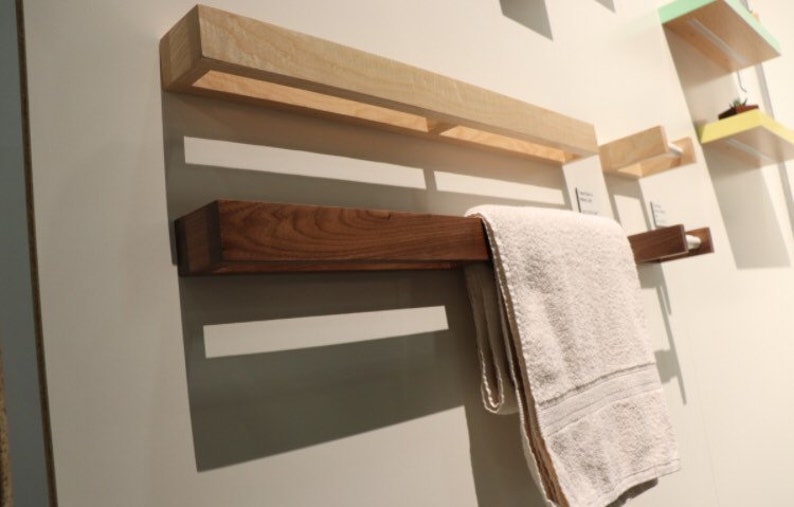 Towel Rack Walnut Modern Towel Bar Wall Rack Easy image 0