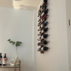 Wood Wine Rack , Wall Mounted Wine Bottle Holder & Display Vertical image 9