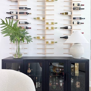 Wood Wine Rack , Wall Mounted Wine Bottle Holder & Display Vertical image 2