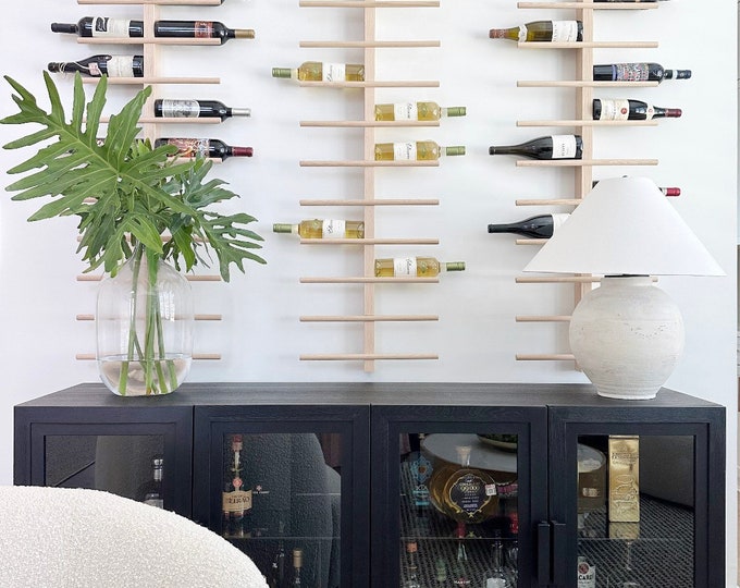 Featured listing image: Wood Wine Rack, Wall Mounted Wine Bottle Holder & Display Vertical