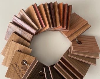 Wood Stain Sample Set Oak Veneer Color Selection (1.75x1.5x0.125 inch)