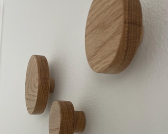 Modern Wood Wall Hook Set: Walnut, Oak, Ash (Set of 3)