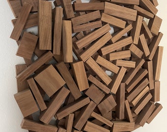 Abstract Walnut Wood Wall Sculpture: Handmade Geometric Art