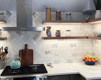 LED Floating Shelf: White Oak & Walnut - Modern Wall Decor