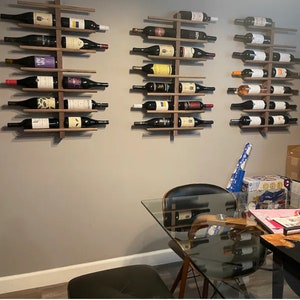 Wood Wine Rack , Wall Mounted Wine Bottle Holder & Display Vertical image 8