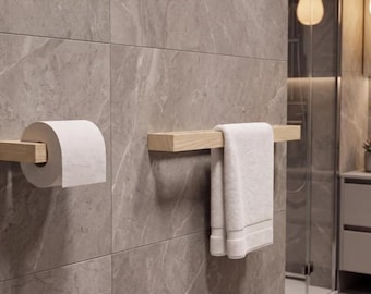 Modern Bathroom Fixture Set: Toilet Paper & Towel Rack 24"