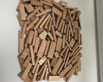 Abstract Oak Wood Wall Sculpture: Handmade Geometric Art