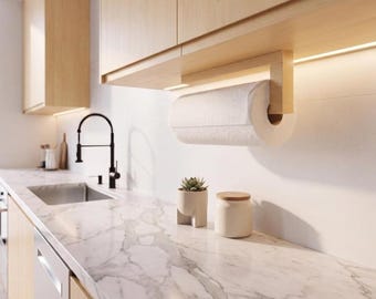 Paper Towel Holder, Under Cabinet hanging walnut wood