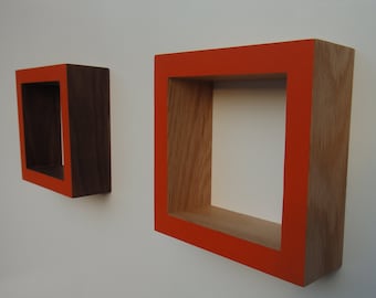 Shadow Box Frame - Wall shadow box - Oak or Walnut -Orange                              .