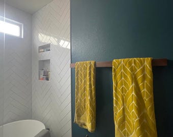 Modern Walnut Towel Bar: Wall Mounted Bathroom Rack