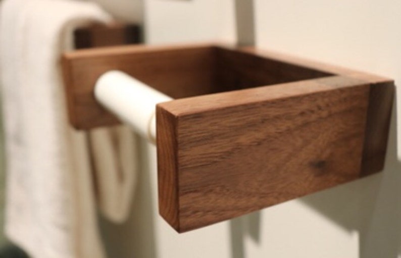 Bathroom Towel Holder Toilet Paper Holder Walnut Etsy