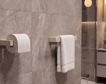 Modern Bathroom Fixture Set: Toilet Paper & Towel Rack 12"