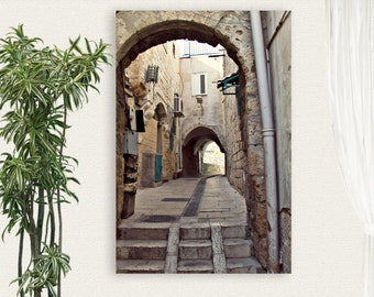 Fine art Сanvas paper print Antique street Wall decor Israel photography Entryway Office decor Mediterranean photo 8x12 12x18 16x24 24x36